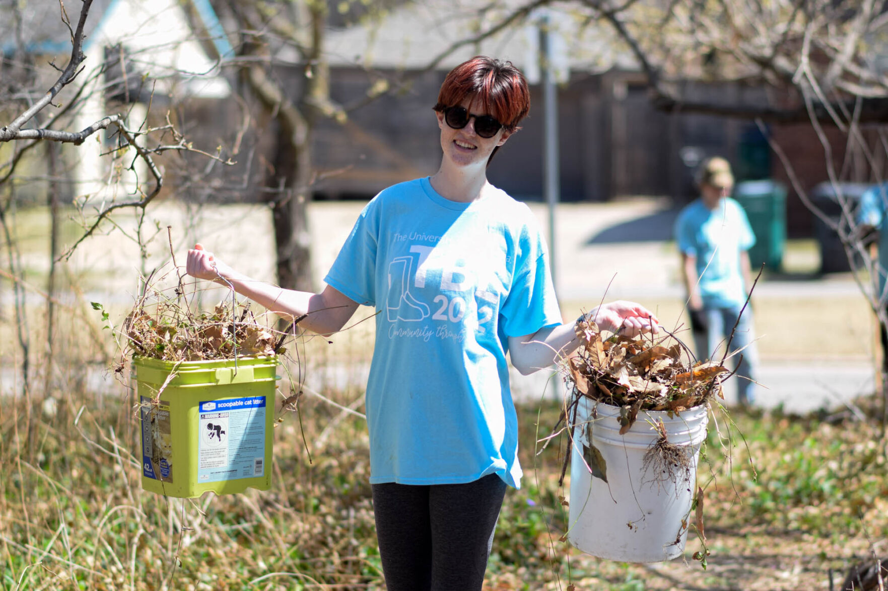Buckets full of leaves